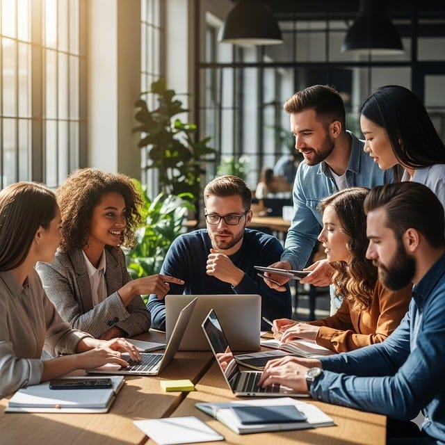 Intéressement participation dirigeant — Équipe en réunion autour de la performance et du partage de la valeur
