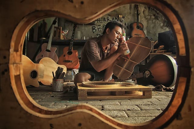 Assiette sociale des TNS : artisan luthier au travail dans son atelier